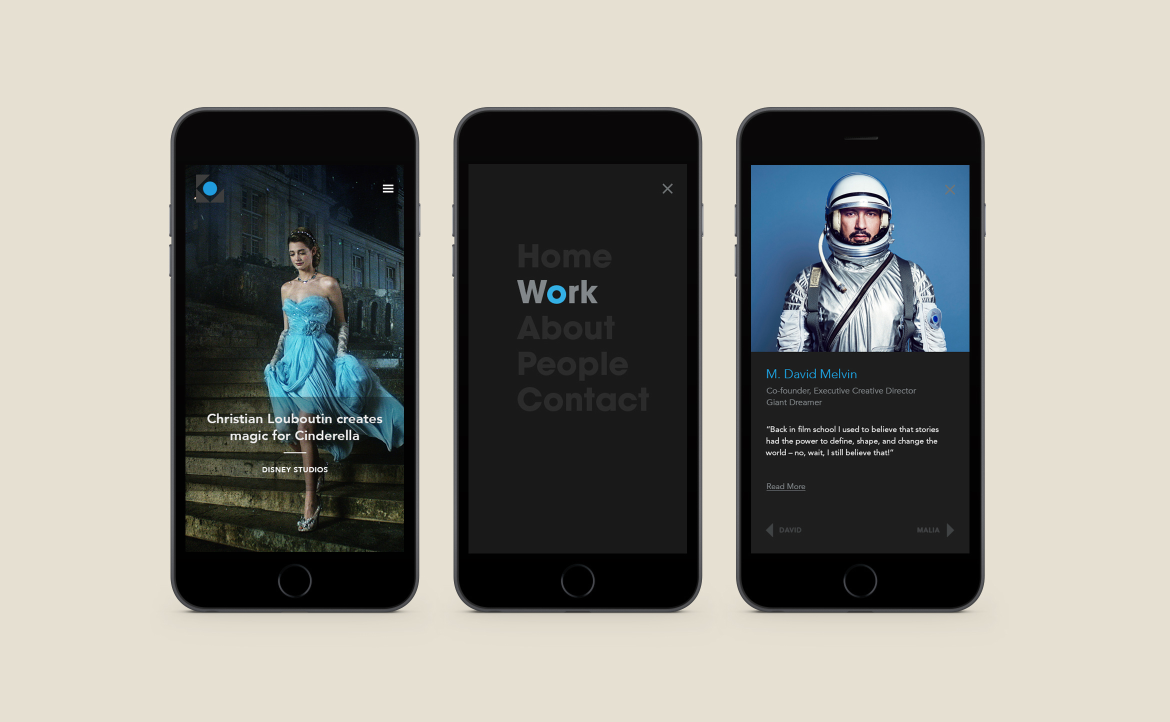 bluegiant mobile website screens inside iphones
