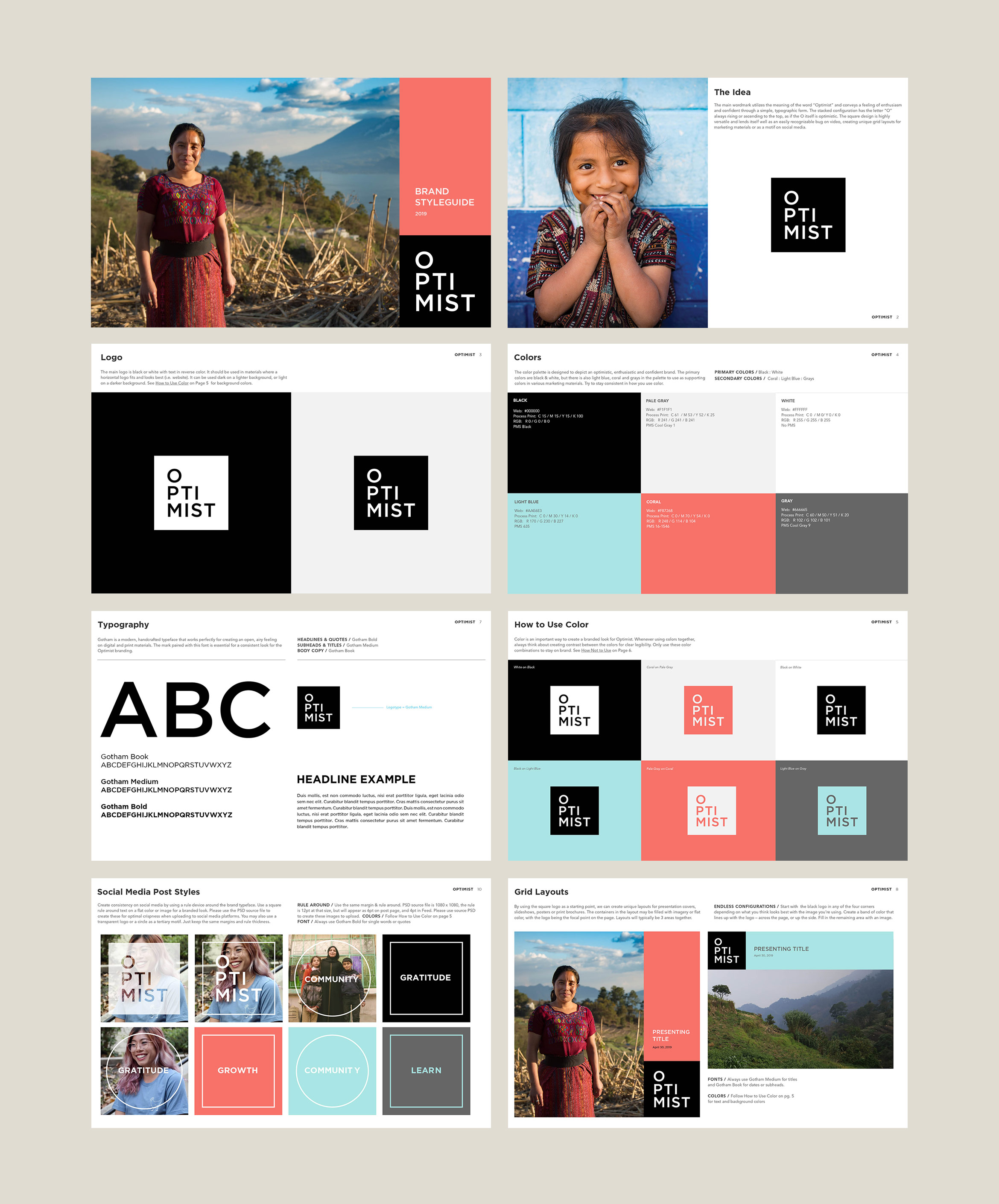 optimist brand styleguide pages